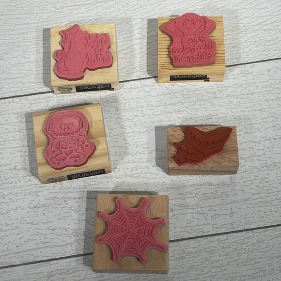 Halloween Wood and Rubber Stamps Bundle of 5 - Picture 2 of 8